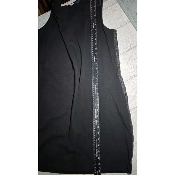 Chico’s Ponte Knit Edgy Little Sheath Black Dress Faux Leather Sasha Sx2.5 LARGE - Picture 9 of 10